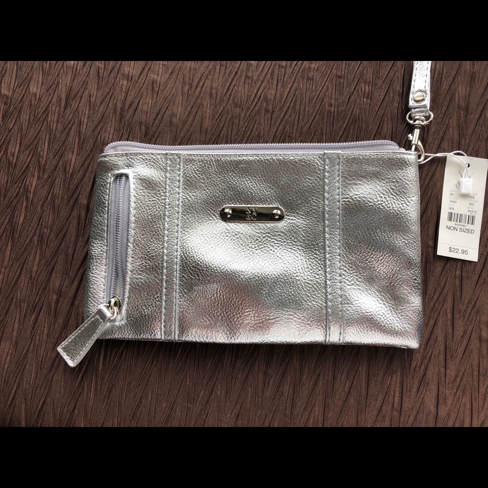 NWT Silver wristlet